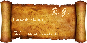 Rendek Gábor névjegykártya